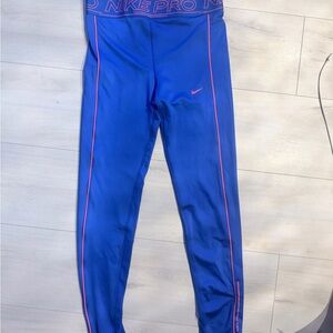 Nike Kids Leggings in Blue with Orange Accents